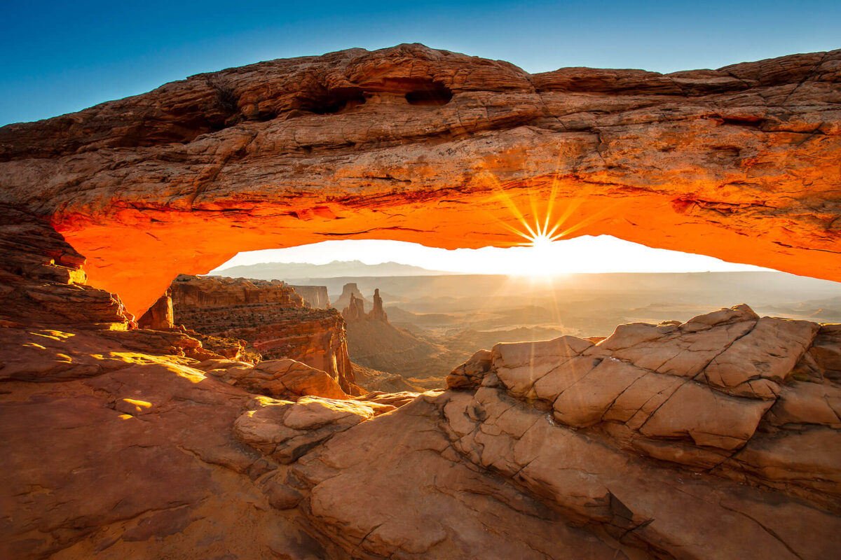 Mesa Arch in American Southwest. Canyon Lands, UT